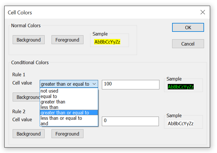 Modbus Poll conditional colors