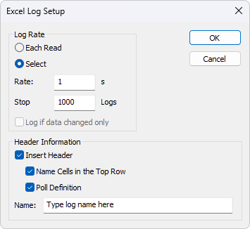 Modbus Excel logging